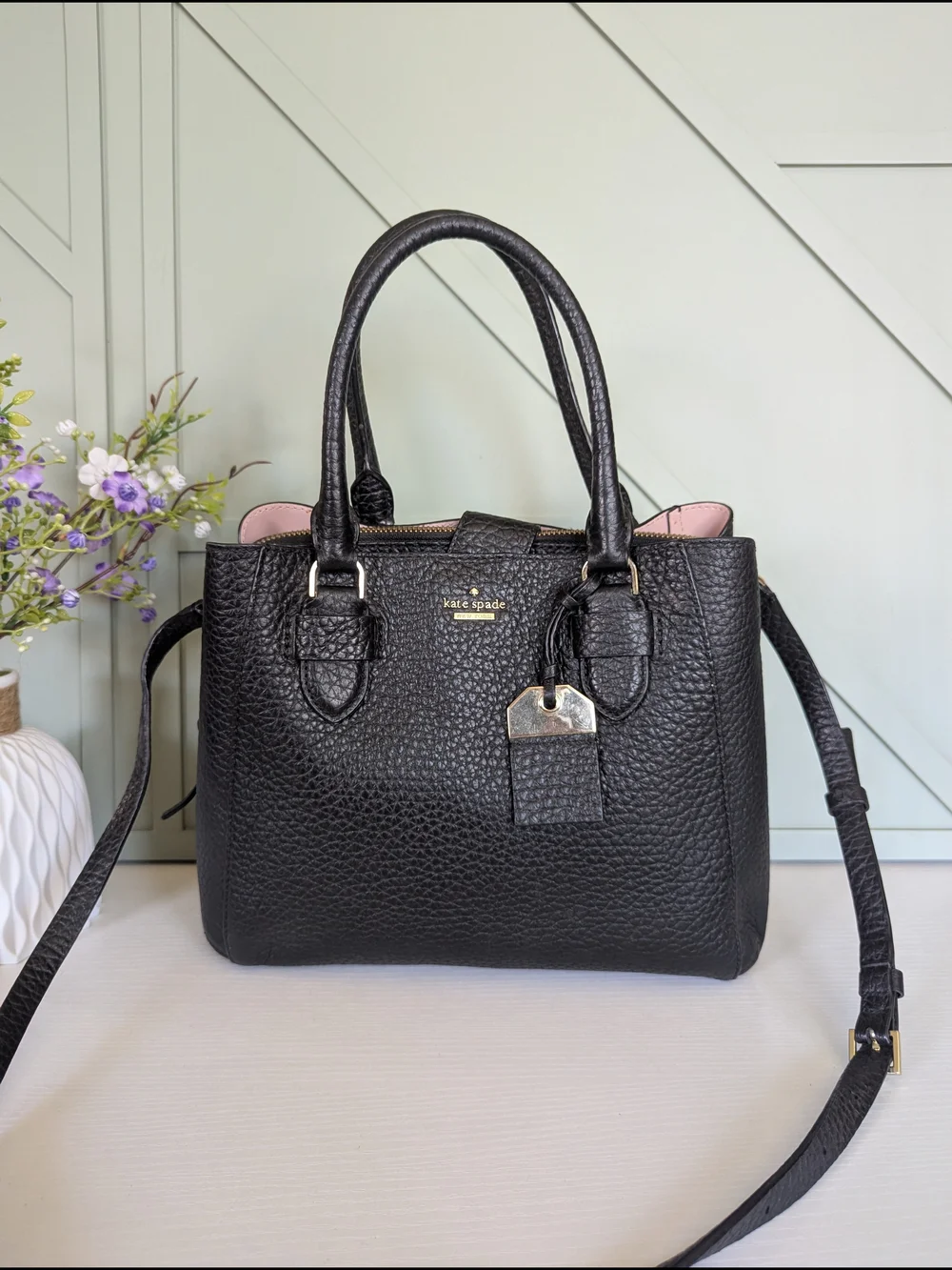 Kate Spade Black Pebbled Leather Satchel Bag